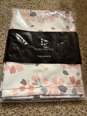Lush Decor Pink and Gray Floral Shower Valance